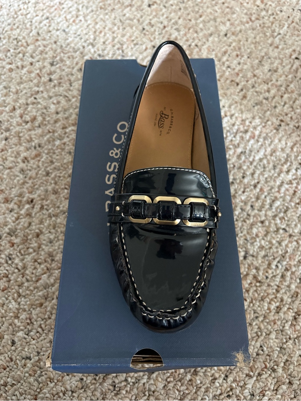 G.H. Bass & Co. Black Patent Loafer with Gold Bit